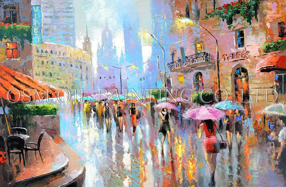 Artist Design Fresh Colors Impression Streetscape Oil Painting On Canvas Hand Painted Colorful Modern London Street Oil Painting Oil Painting Paintings On Canvasoil Painting On Canvas Aliexpress
