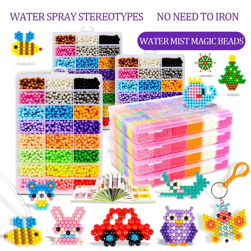 NEW 24 Colors DIY Water Spray Magic beads Hand Making beads 3D Puzzle Educational Toys For Children Kit Ball Game 5mm24 36 colors box set hama beads perler educational 3d puzzles kids diy toys fuse beads plussize pegboard sheets ironing paper