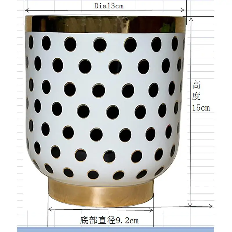 Инкрустированная Золотая черная точка керамическая ваза цветочный горшок для оформления дома цветочный горшок - Цвет: A