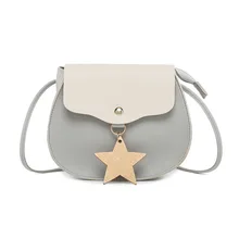 

FENGFU 2018 New Pattern Ladies Fashion Messenger Bags Color Matching Lovely Stars Ornaments Soft PU Single Strap Small Phone Bag
