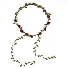 2017 NEW Boho Ladies Floral Flower Festival Wedding Garland Head Band — Red