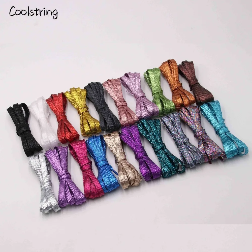 Coolstring Прохладный плоские блестящие шнурки Блестящие модные блестящие шнурки Рождество цвета Chic мерцающий 7 мм металлик