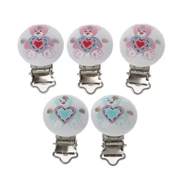 

5pcs Wooden Baby Pacifier Clip Ecofriendly Crafts Soother Holder Dummy Clips Adapters Attachments JAN-30