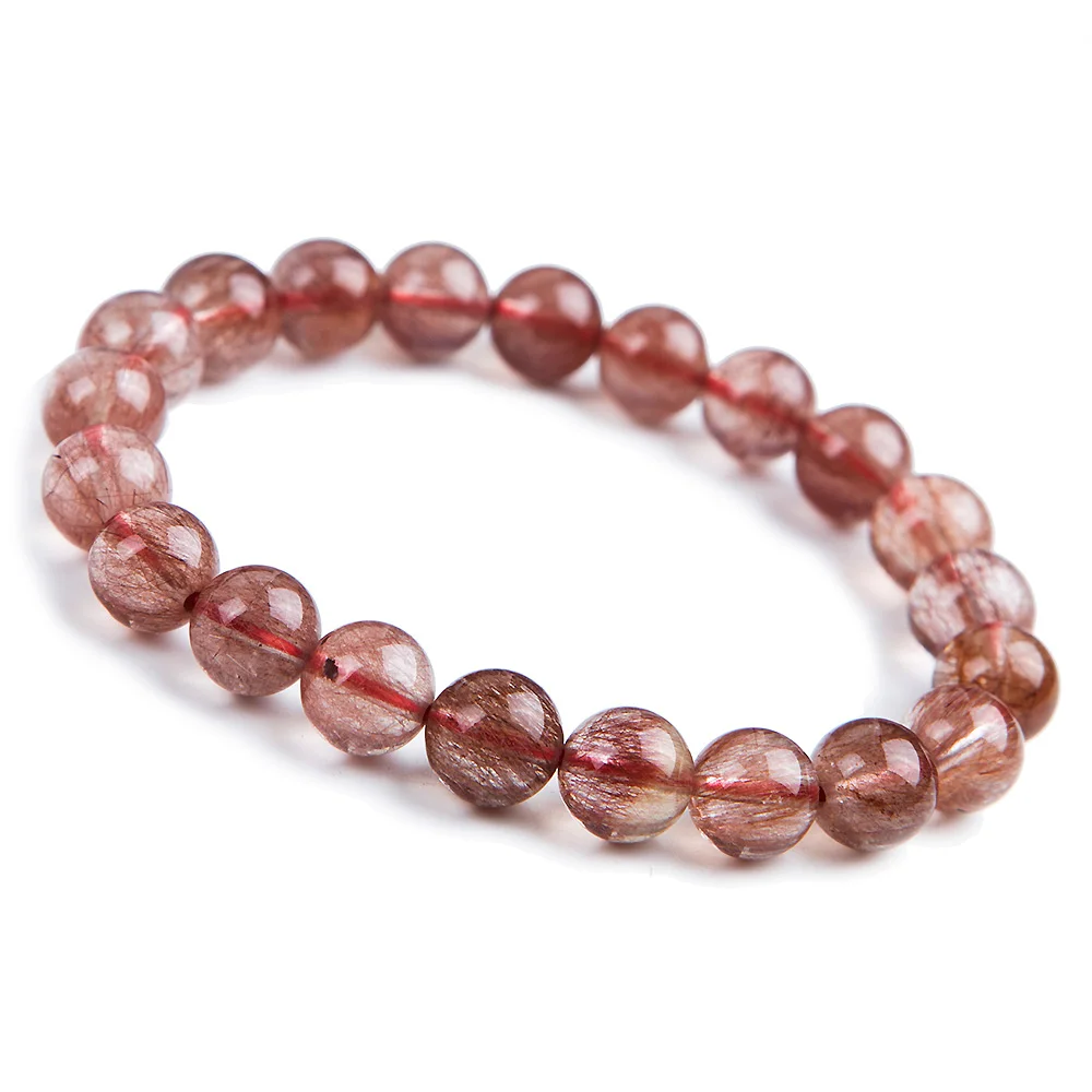 

Natural Newly Red Hair Rutilated Quartz Round Beads 9mm Crystal Bracelet 9mm Women Men Clear Stone AAAAA Gift Bracelet Jewelry