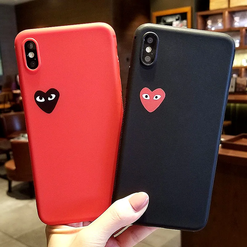 

Comme des Garcons CDG play Soft Phone Cover Case For Iphone X Xs Max Xr 8 7 6 6s Plus Matte Silicon Simple Couple Case coque