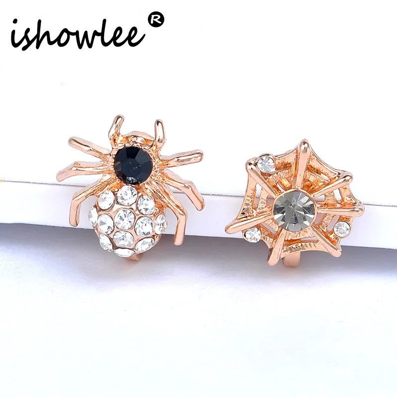 

ISHOWLEE Spider Novelties Clip Earrings for Women Rose Gold 585 Zircoina without Piercing Earrings Korean Trendy Jewelry esp39
