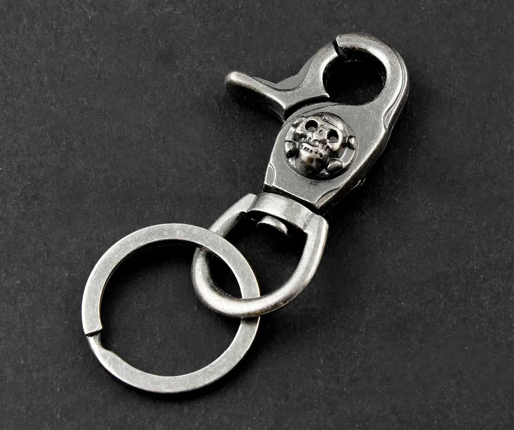 

Skull Metal Swivel Snap Hook Biker Wallet Fob Clip Key Chain Fob