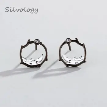 

Silvology 925 Sterling Silver Moon Earrings Original Branch On The Moon Zircon Elegant Stud Earrings For Women Jewelry Charm