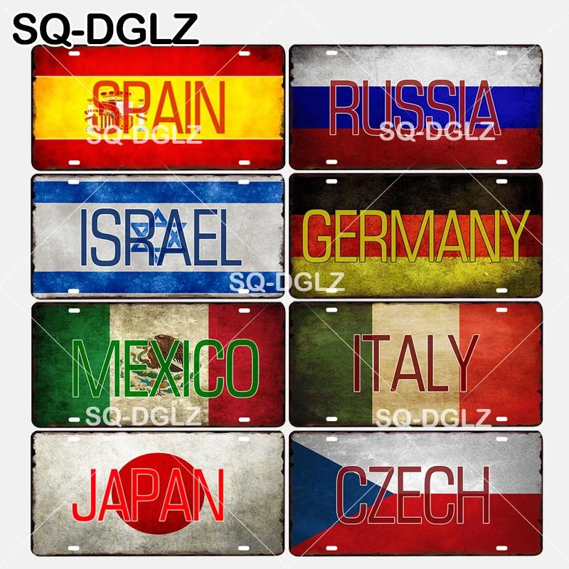Sq Dglz ホットスペイン ロシア イスラエル ドイツ メキシコ イタリア 日本 チェコ国家国旗メタル壁の装飾金属工芸品プラーク 飾り額 看板 Aliexpress
