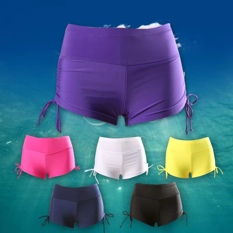 

M-3XL high waist sexy swimming trunks ladies loose large size beach sports yoga drawstring boyshort ladies swimming shorts