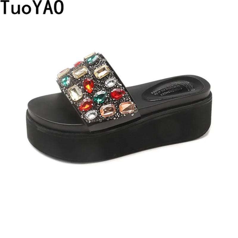 

New Women Sandals Fashion Crystal Summer Sandals Wedges Flip Flops Platform Slippers Shoes Slippers Zapatillas Chinelo Sandalia