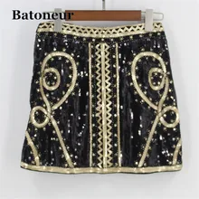 1920 s Винтаж Пейсли бисером вышивка блесток юбка высокая Талия Короткие Saia Lapis женские летние мини вечерние юбки на молнии
