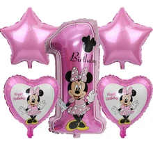 Mickey Minnie number ballon baby shower 1st birthday party foil balloons cartoon Minnie mouse party supplies helium lovely toys