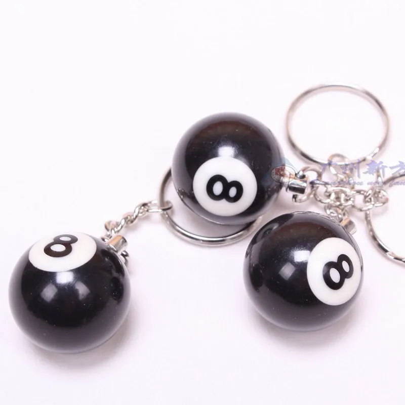 8 Pcs Mini Billiard Ball Keychain Pool Ball Black 8 Decoration