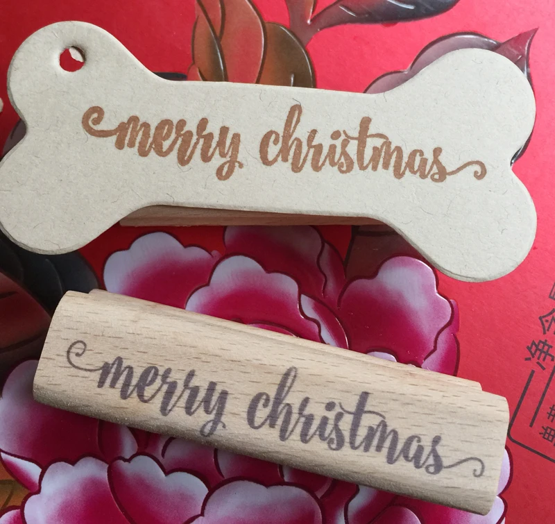 handmade merry christmas 8*2cm wooden rubber stamps for scrapbooking