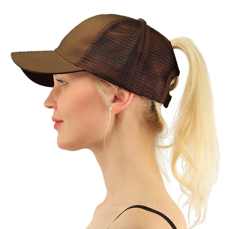 1pc Ponytail Cap Women Men Cotton Adjustable Sunshade Mesh Sun Hat Sportswear Accessory New