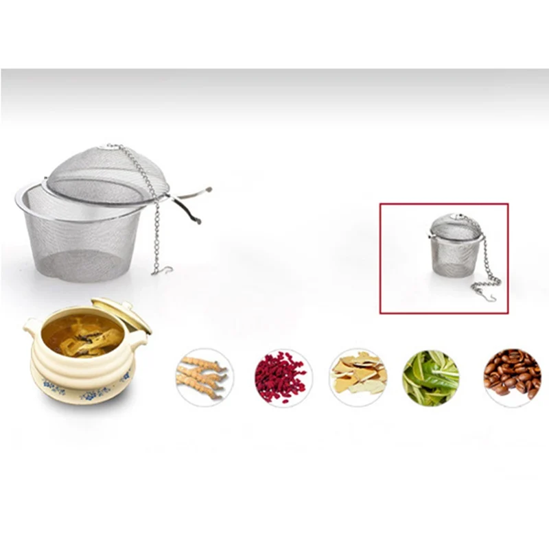 

Portable 45/55/65mm Stainless Steel Seasoning Bag Tea Strainer Infuser Tea Locking Ball Tea Spice Mesh Herbal Ball Cooking Tools
