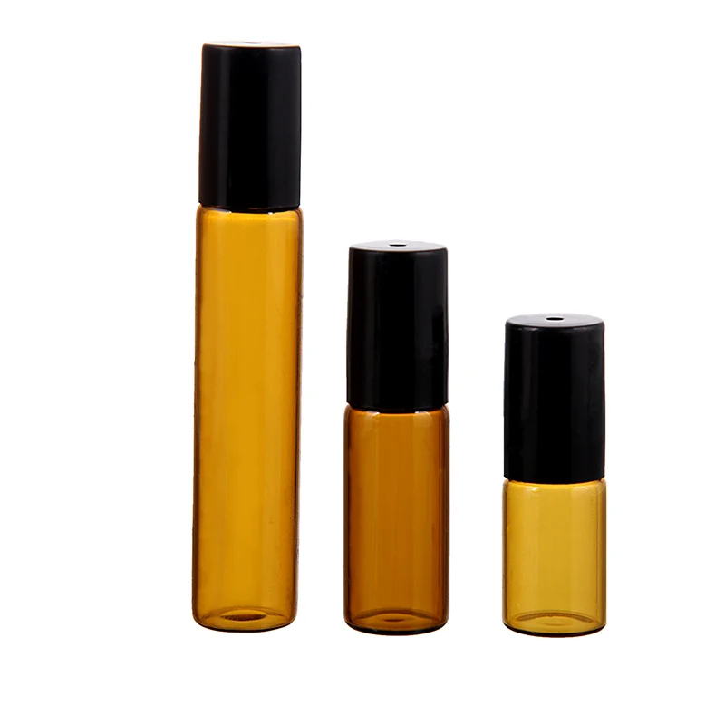 Rolo de Vidro Fino na Garrafa Frascos de Óleo Essencial com Rolo Bola de Vidro Lote 2ml 3ml 5ml 10ml Âmbar Amostra Teste Metal 50 Pçs - 1ml 7 High Quality Beleza e saúde