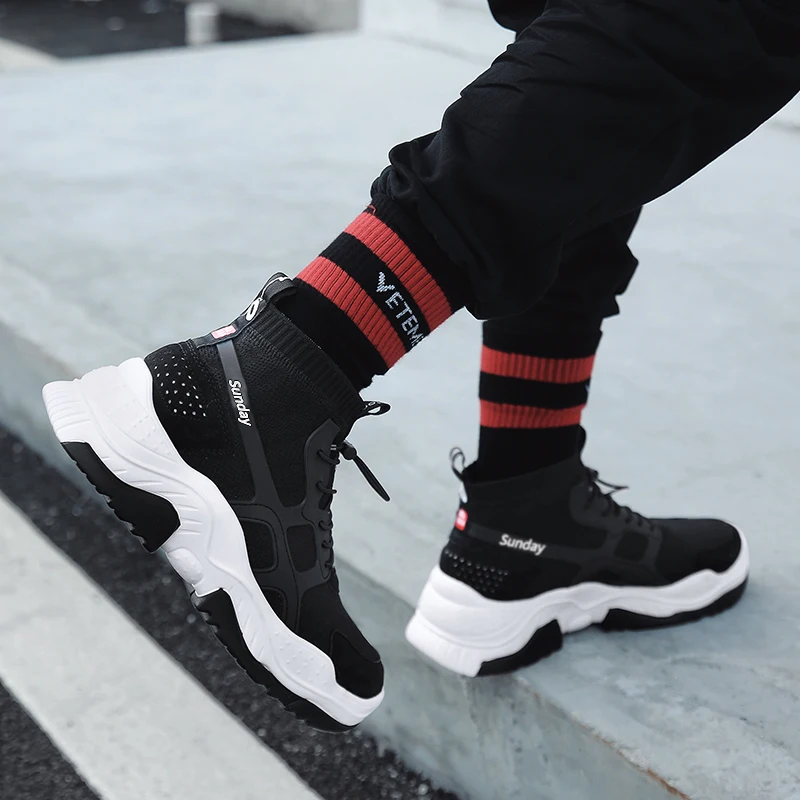 sneakers and high socks