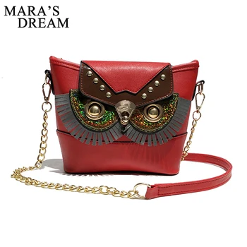 

Mara's Dream 2019 Brand Women Shoulder Bag Soft PU Leather Crossbody Bag Cartoon Owl Chain Messenger Bag Ladies Small Handbags