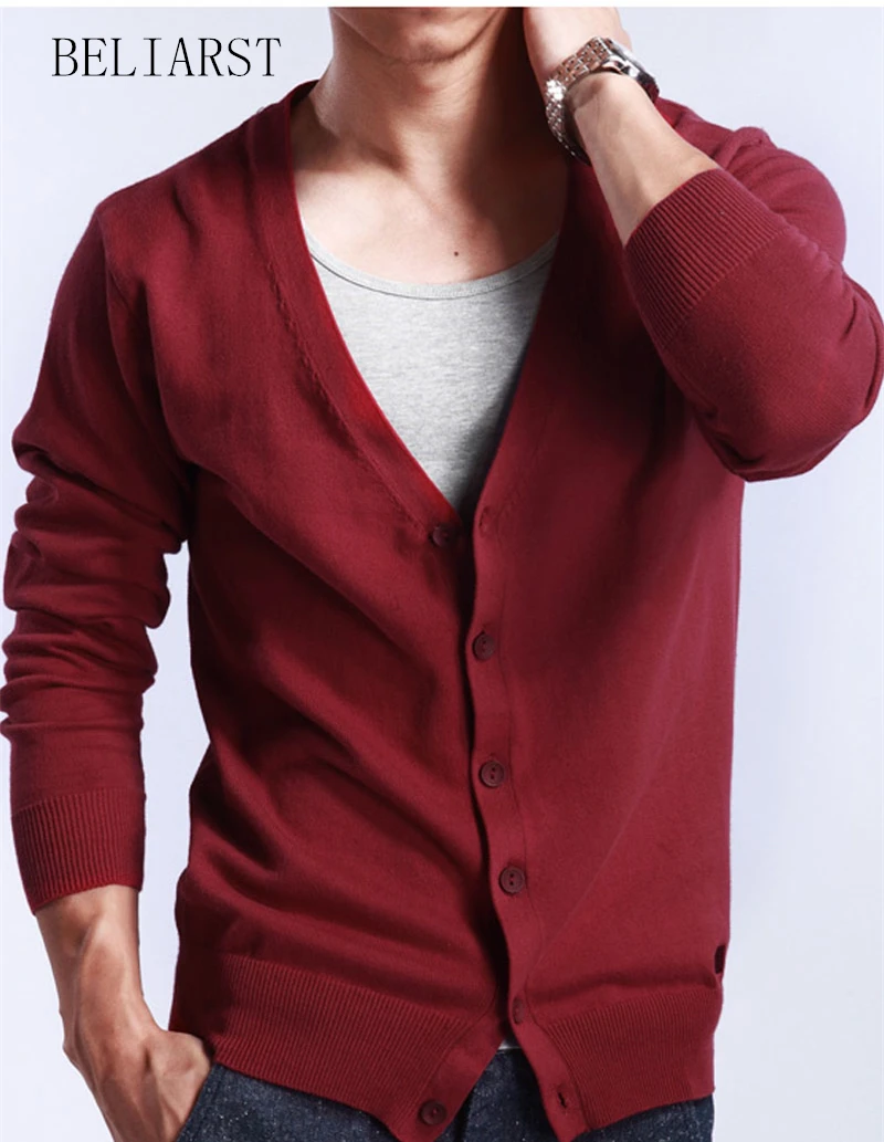 

Spring And Autumn 2016 New Men's V-Neck Cardigan Sweater Slim Thin Sweater Large Size Wool Coat Genuine Men Free Shipping