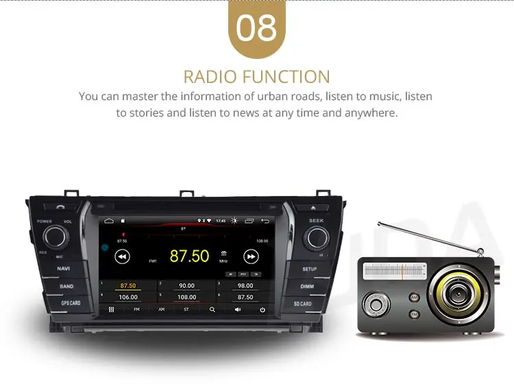 Top LJDA 2 Din Android 9.1 Car DVD Player For Toyota Corolla 2014 Wifi GPS Radio 2G+16G Quad Cores Multimedia Stereo Mirror Link RDS 11