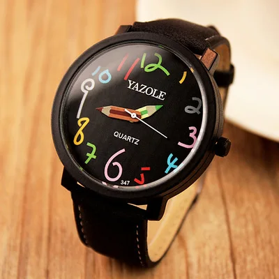 От бренда yazole женские часы модные женские часы-карандаш женские часы повседневные часы с кожаным ремешком reloj mujer zegarek damski - Цвет: Черный