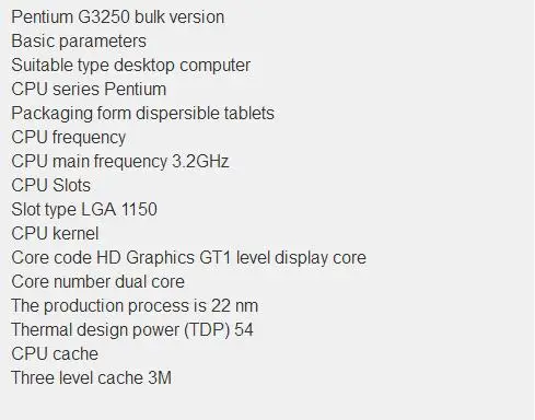 Процессор Intel Pentium G3250 3,2g LGA1150 22 нанометра LGA1150 3M кэш двухъядерный процессор TPD 53 W, есть g3220 распродажа