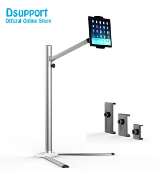 

UP-6 Universal Aluminum Alloy Height Adjustable 2 in 1 Smartphone holder + Tablet PC Floor Stand Single Arm Bracket 360 Degree