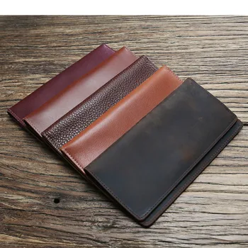 

2018 Luxury Genuine Leather Wallet Bifold Women Men Long Business Slim Wallets Clutch Bag Male Card ID Money Purse Handmade