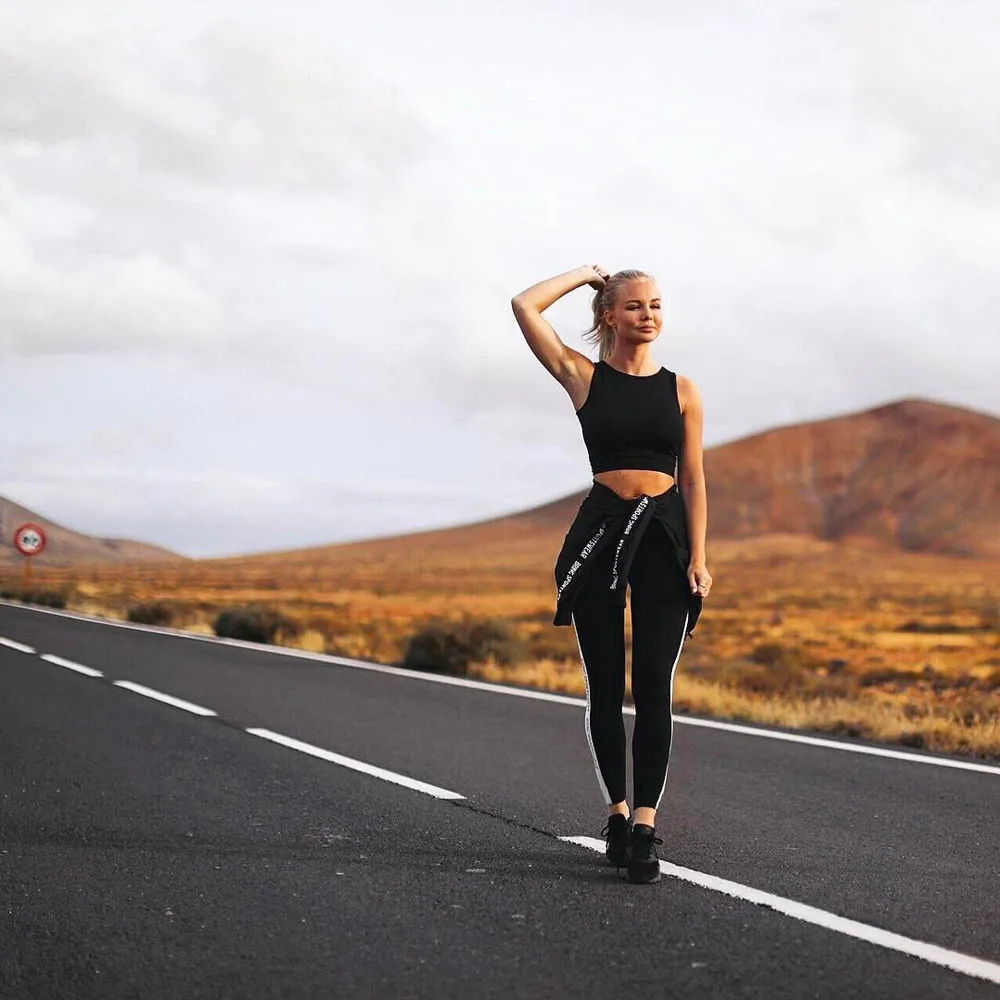 Black White Capris Sport Leggings Women Fitness Yoga Pants Athletic Leggings  Tight Mallas Mujer Deportivas Gym Clothes Running 