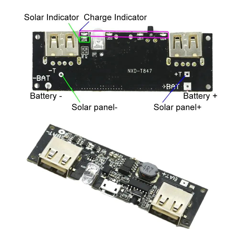 1*7566121 Солнечный Внешний Аккумулятор Чехол DIY коробка двойной USB комплект зарядное устройство для телефона фонарик Внешний аккумулятор портативный внешний аккумулятор