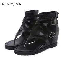 Лучший! CHUQING 2019 Летние новые удобные сандалии на танкетке на высоком каблуке Римские женские туфли