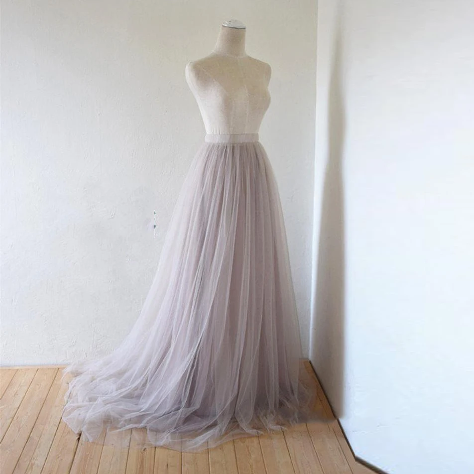 

Real Image 2019 Dusty Purple A-line Soft Tulle Skirts Women Zipper A-line Long Bridal Tutu Skirt Female Adult Skirt Tutu