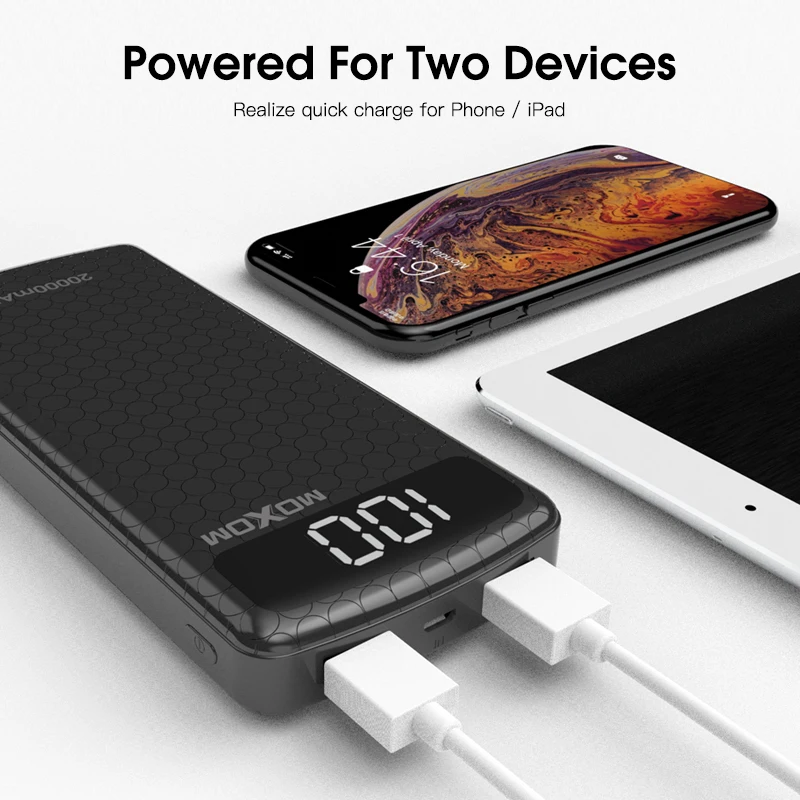 MOXOM power Bank 20000 мАч USB power Bank портативный внешний аккумулятор зарядное устройство USB power bank для Xiaomi Mi 9 iPhone power bank