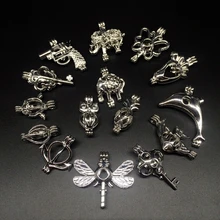 15pc Creative Mix Shape Stainless Steel Tone Jewelry Making Supply Alloy Beads Cage Pendant Essential Oil Diffuser Trendy Locket