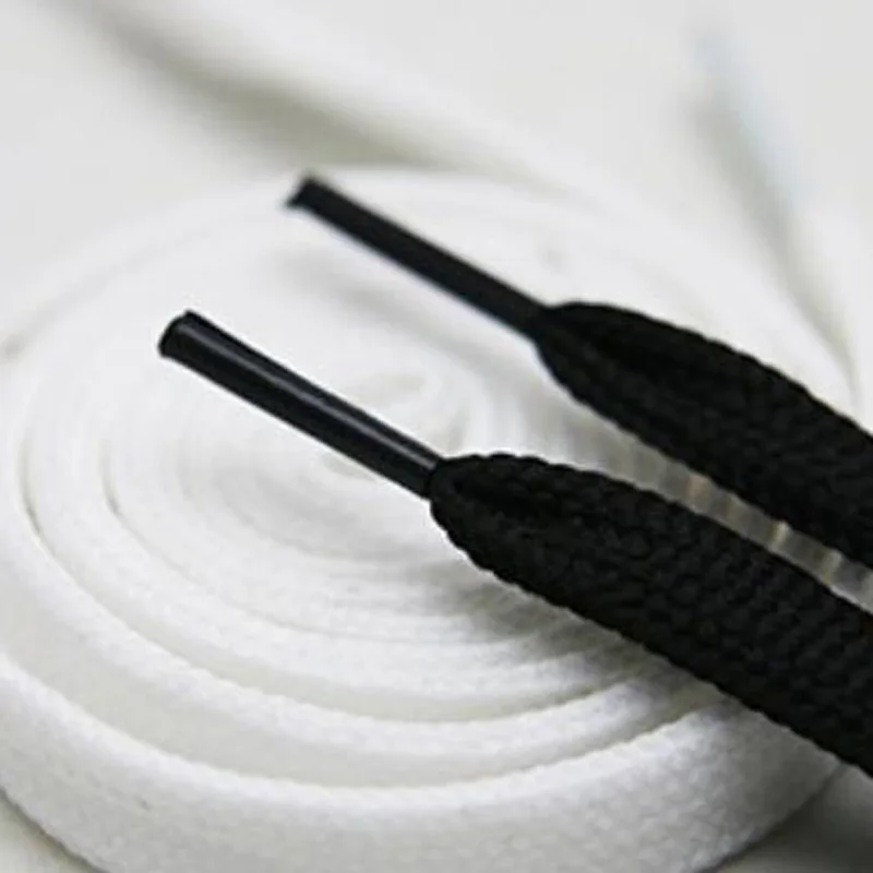 200 Pairs Couble Hhollow Canvas Skateboard Shoelaces Polyester Low Elastic Silk Flat Hollow Double Layer Lace Black White Laces