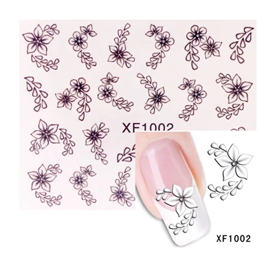 WUF 1 лист опциональный цветочный дизайн ногтей Водные Наклейки бабочка переводные наклейки для ногтей инструменты для ногтей - Цвет: XF1002