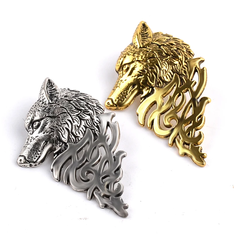 

2018 New Fashion Wolf Head Silver Brooch Vintage Collar Pins For Men Jewelry Brooches Pins Boutonniere Men Suit Accessories