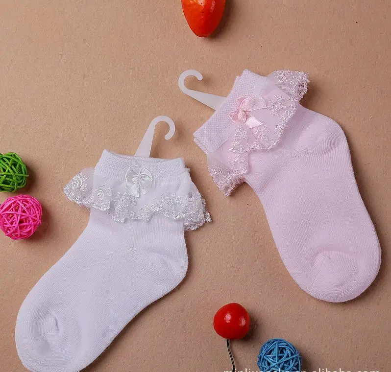 Новые хлопковые носки с бантом для маленьких детей, кружевные носки для девочек 2-12 лет
