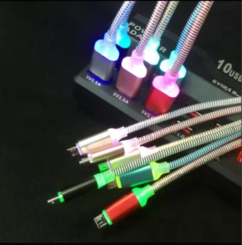 Micro USB V8 Visible Charger Cable LED Color Light Data Flashing 1M Streamer Charging Cords for Andriod Lg xiaomi htc