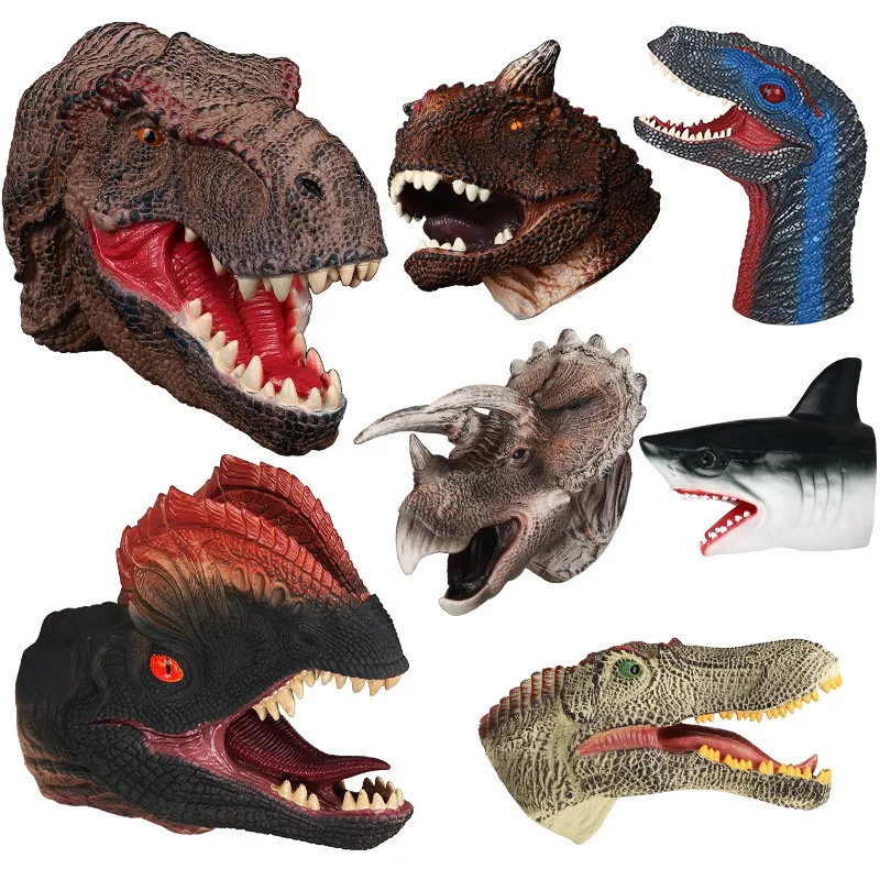 

Animal Head puppet hand puppet Vinyl Soft dinosaur rubber gloves poleras toys figure for children's gift model