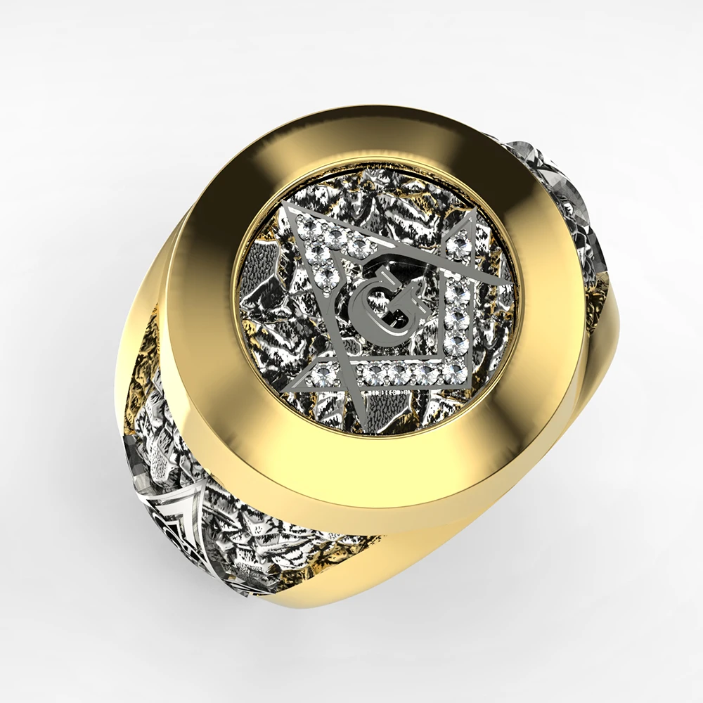 Модное масонское кольцо из нержавеющей стали, инкрустированные Стразы, символ масона, G Тамплиер, масонство, кольца
