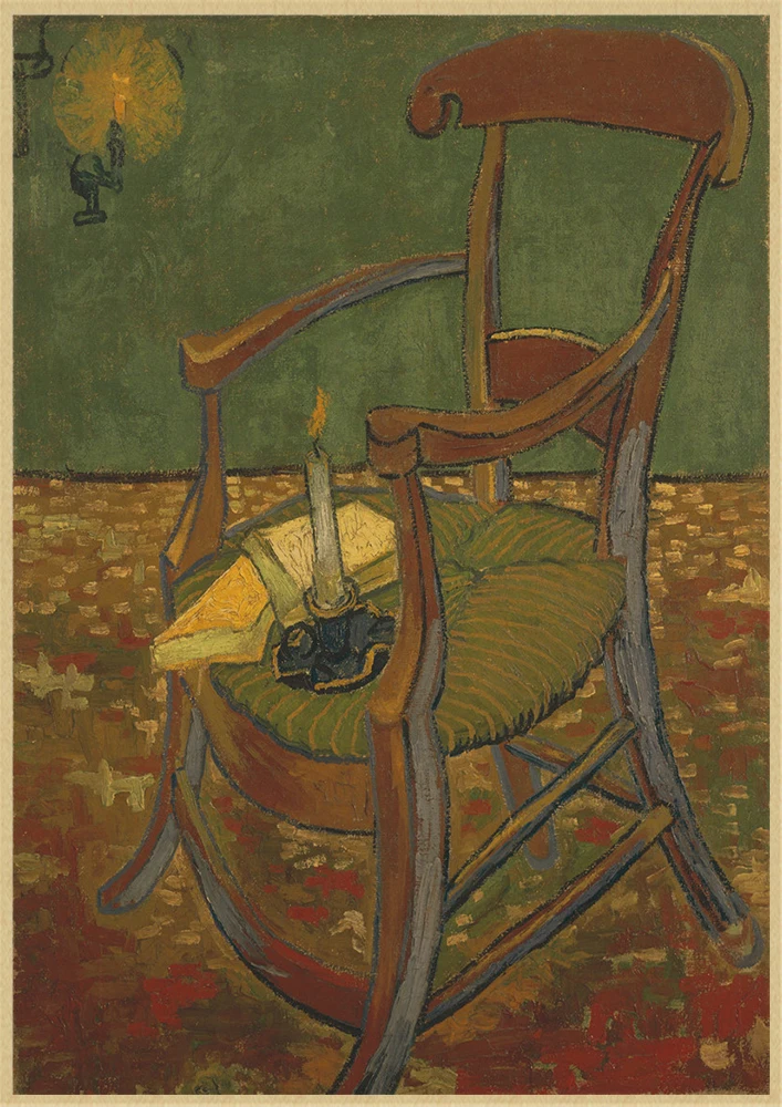 Серия Ван Гог ретро крафт-бумага плакат Современное Абстрактное Искусство масляной рисунок, для бара, для кафе декоративные наклейки на стену - Цвет: Серый