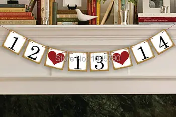 

Free Shipping 1 X Golden Side Customized Date Bunting Banner Save The Date Wedding Sign Birthday Decoration Supplies