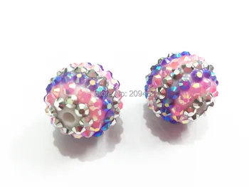 

Newest !! 20mm 100pcs/lot Pink/Purple/Silvery Stripe Resin Rhinestone Ball Beads,Chunky Beads For Kids Jewelry Making