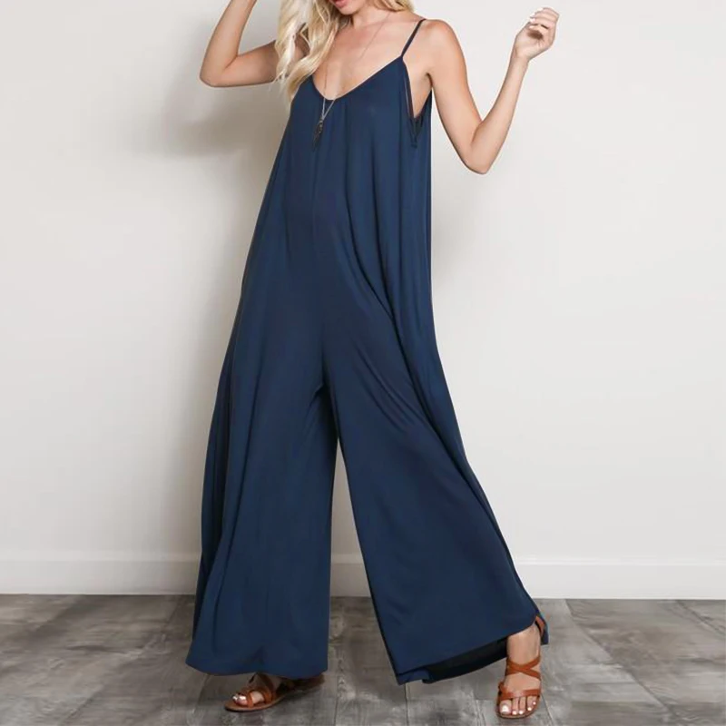 Summer Chiffon Wide Leg Pants Jumpsuit Women Sexy Backless