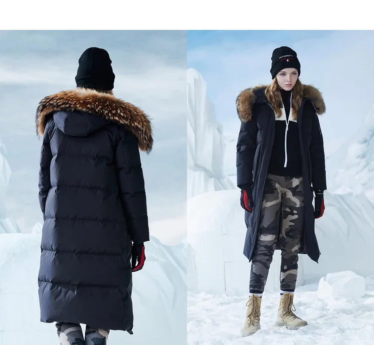 BOSIDENG суровая зимняя куртка для женщин гусиный пух пальто большой натуральный мех Outlife водонепроницаемый ветрозащитный утепленная длинная парка B80142154