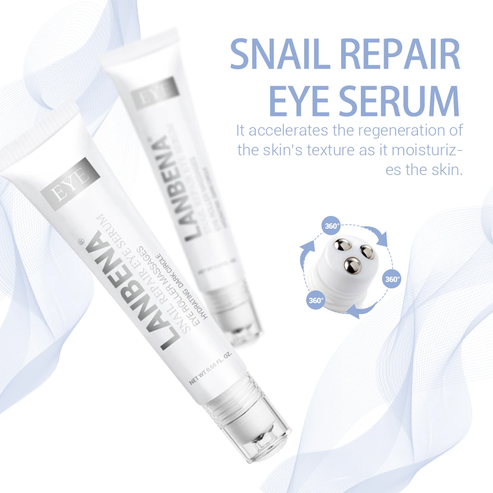 

LANBENA Snail Repair Eye Serum Ball Roller Remove Dark Circle Moisturizing Anti-Aging Eye Patch Whitening Lift Firming Skin Care