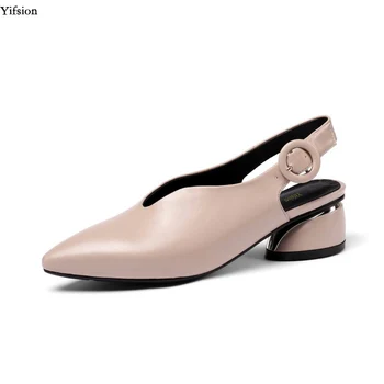 

Olomm New Women Spring Leather Pumps Sexy Square Mid Heels Pumps Nice Pointed Toe Green Apricot Dress Shoes Women US Size 4-10